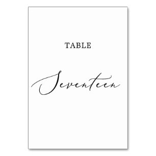 Delicate Black Calligraphy Table Seventeen Number