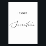 Delicate Black Calligraphy Table Seventeen Table Number<br><div class="desc">This delicate black calligraphy table seventeen table number is perfect for a modern wedding. The romantic minimalist design features lovely and elegant black typography on a white background with a clean and simple look. The card prints on the front and back (double-sided). Other table numbers in the collection are sold...</div>