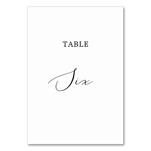 Delicate Black Calligraphy Table Six Table Number (Front)