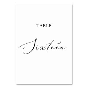 Delicate Black Calligraphy Table Sixteen Number