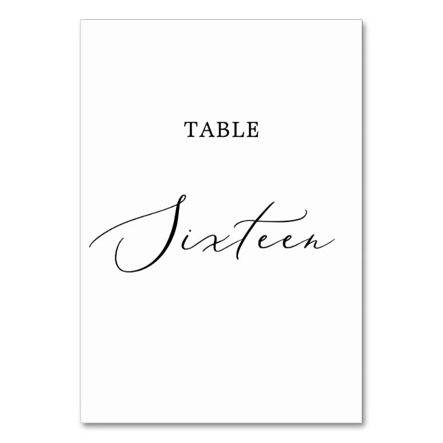 Delicate Black Calligraphy Table Sixteen Number (Front)