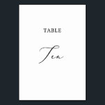 Delicate Black Calligraphy Table Ten Number<br><div class="desc">This delicate black calligraphy table ten table number is perfect for a modern wedding. The romantic minimalist design features lovely and elegant black typography on a white background with a clean and simple look. The card prints on the front and back (double-sided). Other table numbers in the collection are sold...</div>