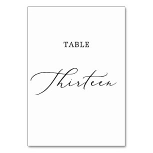 Delicate Black Calligraphy Table Thirteen Number