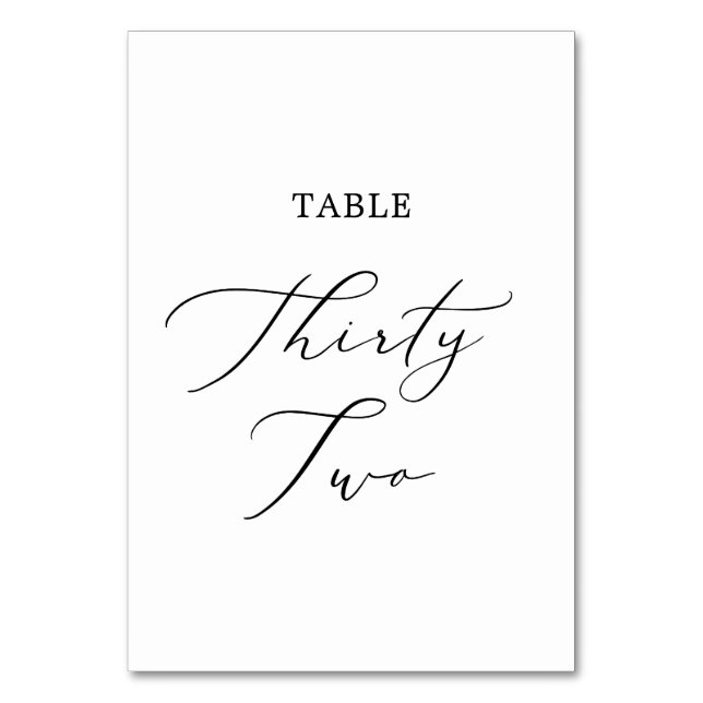 Delicate Black Calligraphy Table Thirty Two Table Number (Front)
