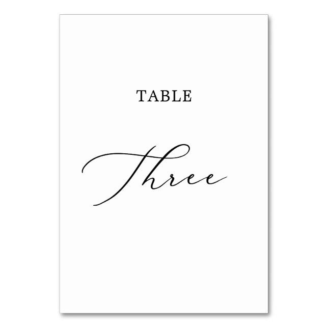 Delicate Black Calligraphy Table Three Table Number (Front)
