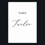 Delicate Black Calligraphy Table Twelve Table Number<br><div class="desc">This delicate black calligraphy table twelve table number is perfect for a modern wedding. The romantic minimalist design features lovely and elegant black typography on a white background with a clean and simple look. The card prints on the front and back (double-sided). Other table numbers in the collection are sold...</div>