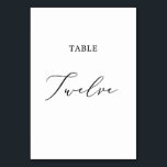 Delicate Black Calligraphy Table Twelve Table Number<br><div class="desc">This delicate black calligraphy table twelve table number is perfect for a modern wedding. The romantic minimalist design features lovely and elegant black typography on a white background with a clean and simple look. The card prints on the front and back (double-sided). Other table numbers in the collection are sold...</div>