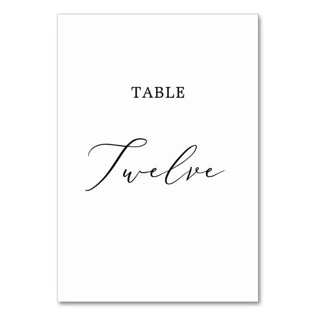 Delicate Black Calligraphy Table Twelve Table Number (Front)