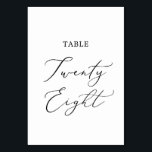Delicate Black Calligraphy Table Twenty Eight Number<br><div class="desc">This delicate black calligraphy table twenty eight table number is perfect for a modern wedding. The romantic minimalist design features lovely and elegant black typography on a white background with a clean and simple look. The card prints on the front and back (double-sided). Other table numbers in the collection are...</div>