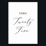 Delicate Black Calligraphy Table Twenty Five Table Number<br><div class="desc">This delicate black calligraphy table twenty five table number is perfect for a modern wedding. The romantic minimalist design features lovely and elegant black typography on a white background with a clean and simple look. The card prints on the front and back (double-sided). Other table numbers in the collection are...</div>