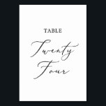 Delicate Black Calligraphy Table Twenty Four Table Number<br><div class="desc">This delicate black calligraphy table twenty four table number is perfect for a modern wedding. The romantic minimalist design features lovely and elegant black typography on a white background with a clean and simple look. The card prints on the front and back (double-sided). Other table numbers in the collection are...</div>