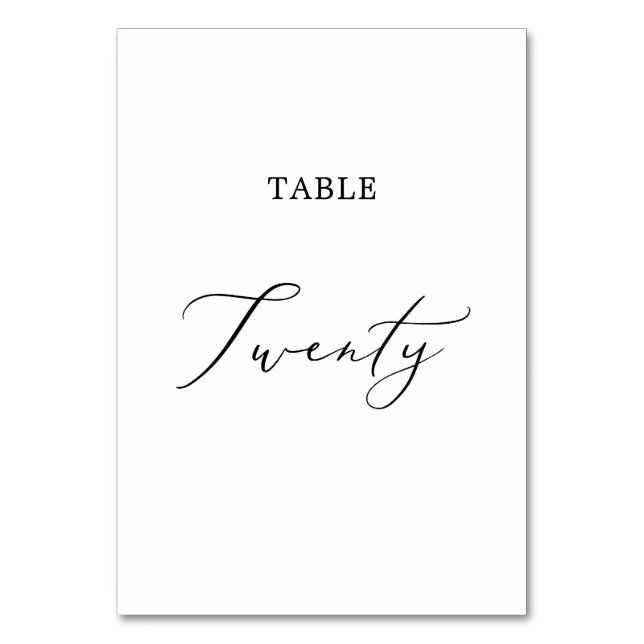 Delicate Black Calligraphy Table Twenty Number (Front)