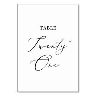 Delicate Black Calligraphy Table Twenty One Number