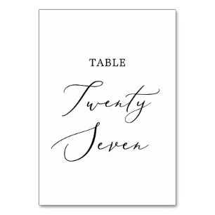 Delicate Black Calligraphy Table Twenty Seven Number