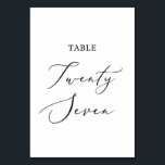 Delicate Black Calligraphy Table Twenty Seven Table Number<br><div class="desc">This delicate black calligraphy table twenty seven table number is perfect for a modern wedding. The romantic minimalist design features lovely and elegant black typography on a white background with a clean and simple look. The card prints on the front and back (double-sided). Other table numbers in the collection are...</div>
