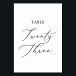 Delicate Black Calligraphy Table Twenty Three Table Number<br><div class="desc">This delicate black calligraphy table twenty three table number is perfect for a modern wedding. The romantic minimalist design features lovely and elegant black typography on a white background with a clean and simple look. The card prints on the front and back (double-sided). Other table numbers in the collection are...</div>