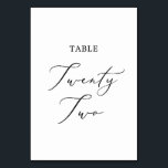 Delicate Black Calligraphy Table Twenty Two Number<br><div class="desc">This delicate black calligraphy table twenty two table number is perfect for a modern wedding. The romantic minimalist design features lovely and elegant black typography on a white background with a clean and simple look. The card prints on the front and back (double-sided). Other table numbers in the collection are...</div>