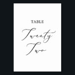 Delicate Black Calligraphy Table Twenty Two Table Number<br><div class="desc">This delicate black calligraphy table twenty two table number is perfect for a modern wedding. The romantic minimalist design features lovely and elegant black typography on a white background with a clean and simple look. The card prints on the front and back (double-sided). Other table numbers in the collection are...</div>