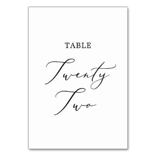 Delicate Black Calligraphy Table Twenty Two Table Number