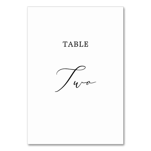 Delicate Black Calligraphy Table Two Table Number (Front)