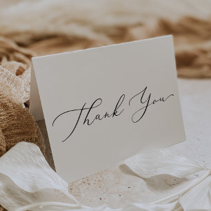 Delicate Black Calligraphy Thank You Card