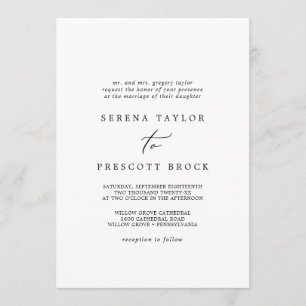 Delicate Black Calligraphy Traditional Wedding Invitation