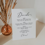 Delicate Black Calligraphy Wedding Drink Menu Pedestal Sign<br><div class="desc">This delicate black calligraphy wedding drink menu pedestal sign is perfect for a modern wedding. The romantic minimalist design features lovely and elegant black typography on a white background with a clean and simple look.</div>