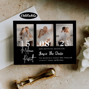 Delicate Black Photo Collage Save The Date Invitation