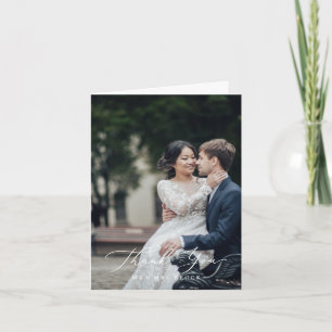 Delicate Black Photo Template Thank You Card