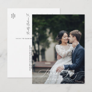 Delicate Black Photo Template Thank You Postcard