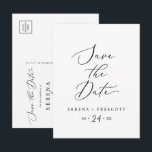 Delicate Black Save the Date Announcement Postcard<br><div class="desc">This delicate black save the date announcement postcard is perfect for a modern wedding. The romantic minimalist design features lovely and elegant black typography on a white background with a clean and simple look.</div>