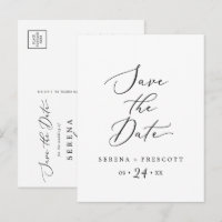 Delicate Black Save the Date Announcement Postcard