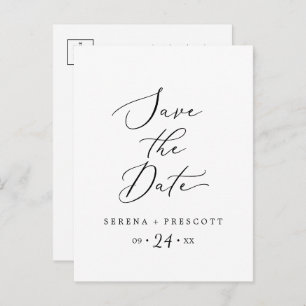 Delicate Black Save the Date Announcement Postcard