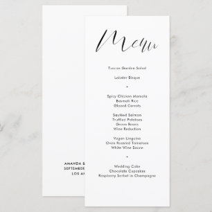 Delicate Black White Calligraphy Script Wedding  Menu