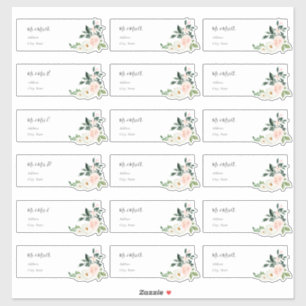 Delicate Bloom Blush Roses Guest Address Labels