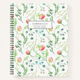 Delicate Blooms Personalized Recipe Notebook