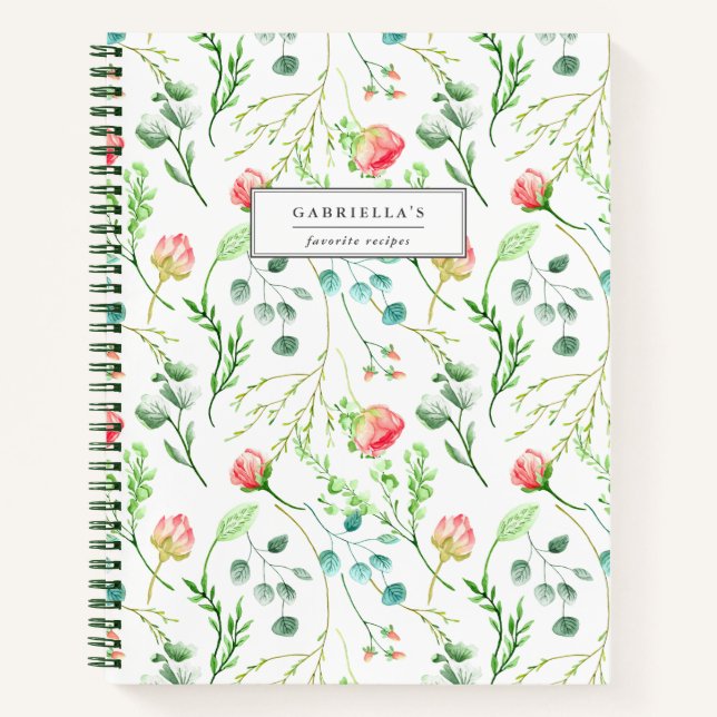 Delicate Blooms Personalized Recipe Notebook (Front)