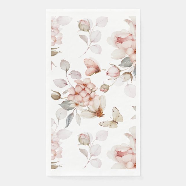 Delicate Blossoms and Butterflies Napkin (Front)
