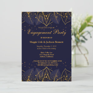 Delicate Blue and Gold Leaves Invitation