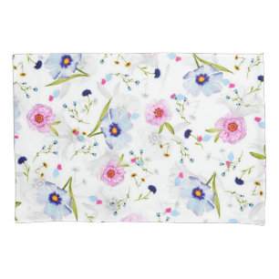 Delicate Blue And Pink Flowers Pillowcase