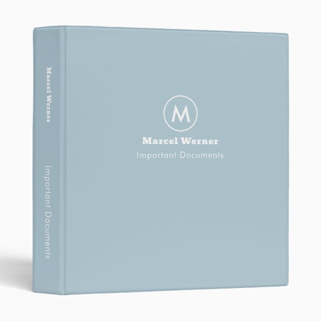 Delicate Blue Binder For Important Documents (Front/Spine)