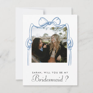 Delicate Blue Bow Will You Be My Bridesmaid Photo