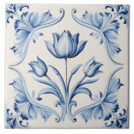 Delicate Blue Delft Tulip Ceramic Tile. Tile<br><div class="desc">This ceramic tile is a pretty delicate blue on a white background. It looks vintage and would make a lovely addition either to a bathroom or a kitchen. In fact it could be used for decorative purposes anywhere you want it to. Choose from a 4.25 x 4.25 inch or 6...</div>