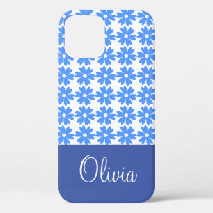 Delicate Blue Floral Personalized iPhone 12 Case