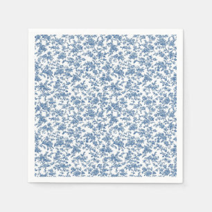 Delicate Blue Floral Toile Garden Party Paper Napk Napkin