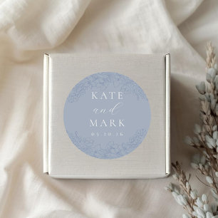 Delicate Blue Floral Wedding Classic Round Sticker