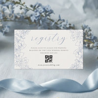 Delicate Blue Floral Wedding Gift Registry QR code