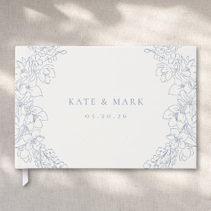 Delicate Blue Floral Wedding Guest Book