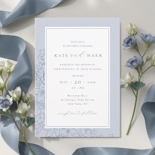 Delicate Blue Floral Wedding Invitation