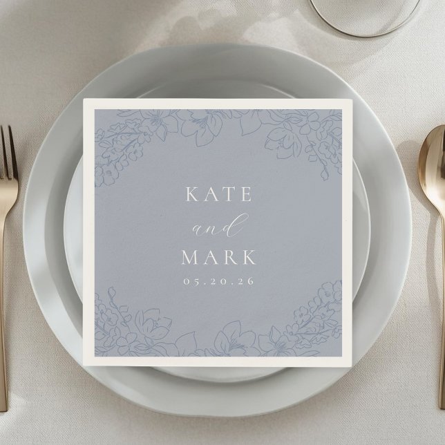 Delicate Blue Floral Wedding Napkin (Creator Uploaded)